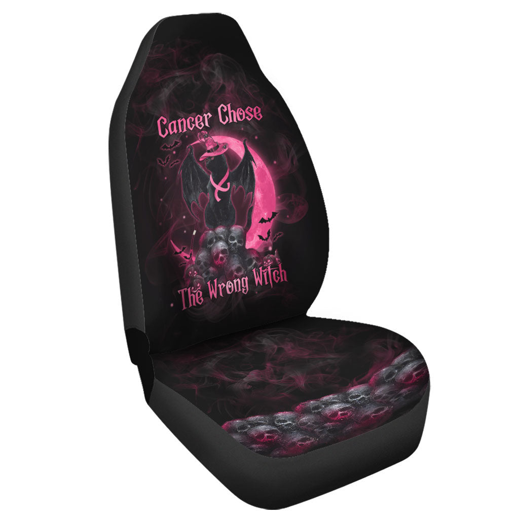 Breast Cancer Chose The Wrong Witch Black Cat Automotive-  Breast Cancer Awareness Seat Covers 0822