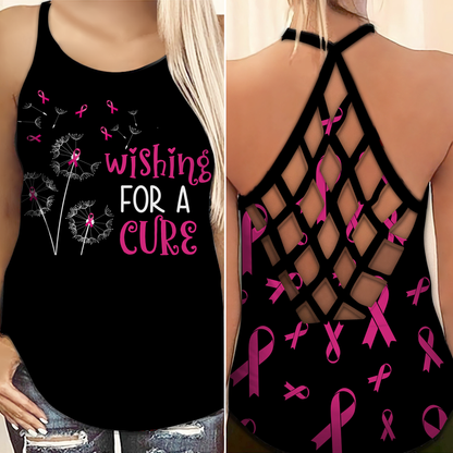 Wishing For A Cure - Breast Cancer Awareness Cross Tank Top 0722