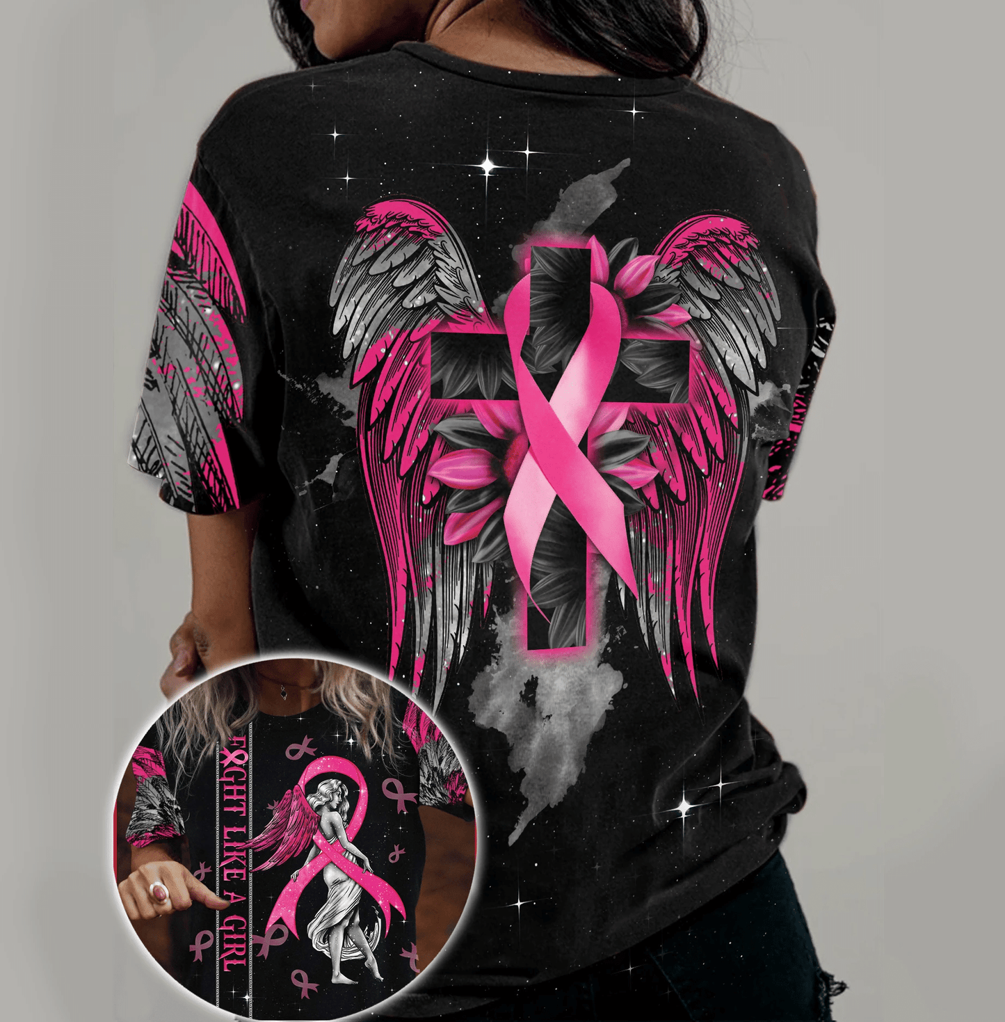 Fight Like A Girl Breast Cancer - Breast Cancer Awareness All Over T-shirt and Hoodie 0822