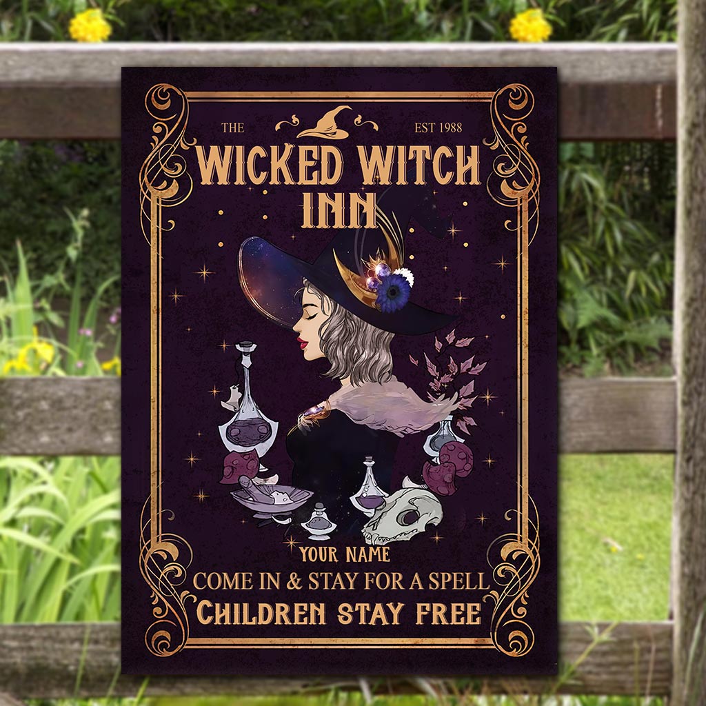 Come And Stay For A Spell - Personalized Witch Rectangle Metal Sign