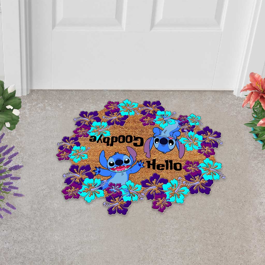 Cute Welcome Goodbye - Ohana Shaped Doormat With Coir Pattern Print