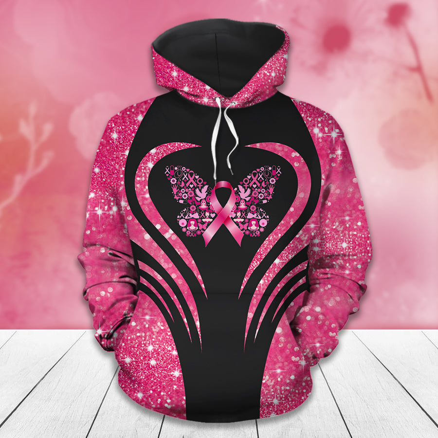 Heart Ribbon In October We Wear Pink - Breast Cancer Awareness All Over T-shirt and Hoodie 0822