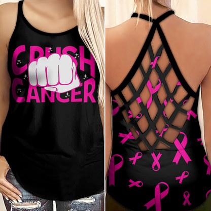 Crush Cancer - Breast Cancer Awareness Cross Tank Top 0722