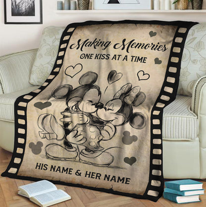 Making Memories One Kiss At A Time - Personalized Couple Mouse Blanket