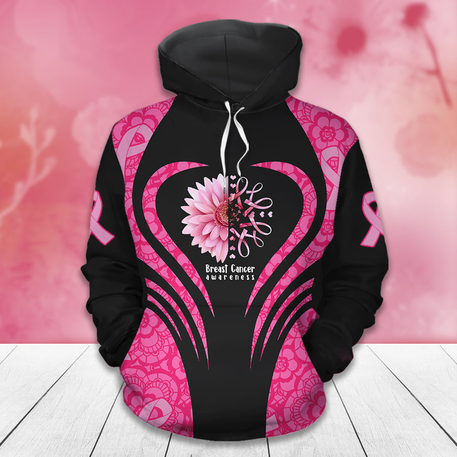 Pink Flower Ribbon - Breast Cancer Awareness All Over T-shirt and Hoodie 0822