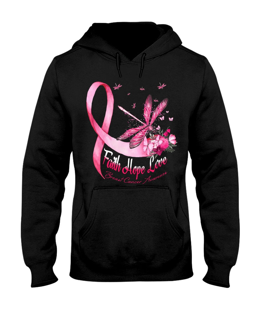 Dragonfly Faith Hope Love - Breast Cancer Awareness T-shirt and Hoodie 0822