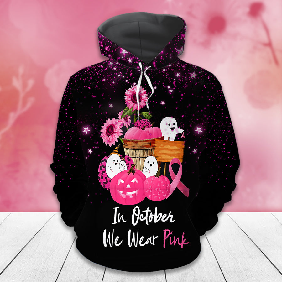 In October We Wear Pink - Breast Cancer Awareness All Over T-shirt and Hoodie 0822