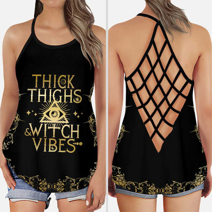 Thick Thighs Witch Vibes - Witch Cross Tank Top and Leggings