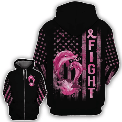 Fight Dolphin Flag - Breast Cancer Awareness All Over T-shirt and Hoodie 0822