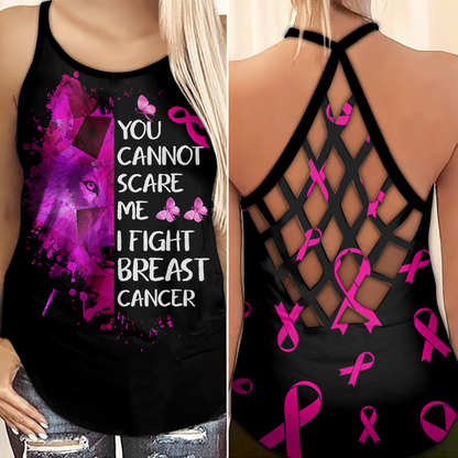 You Can Not Scare - Breast Cancer Awareness Cross Tank Top 0722