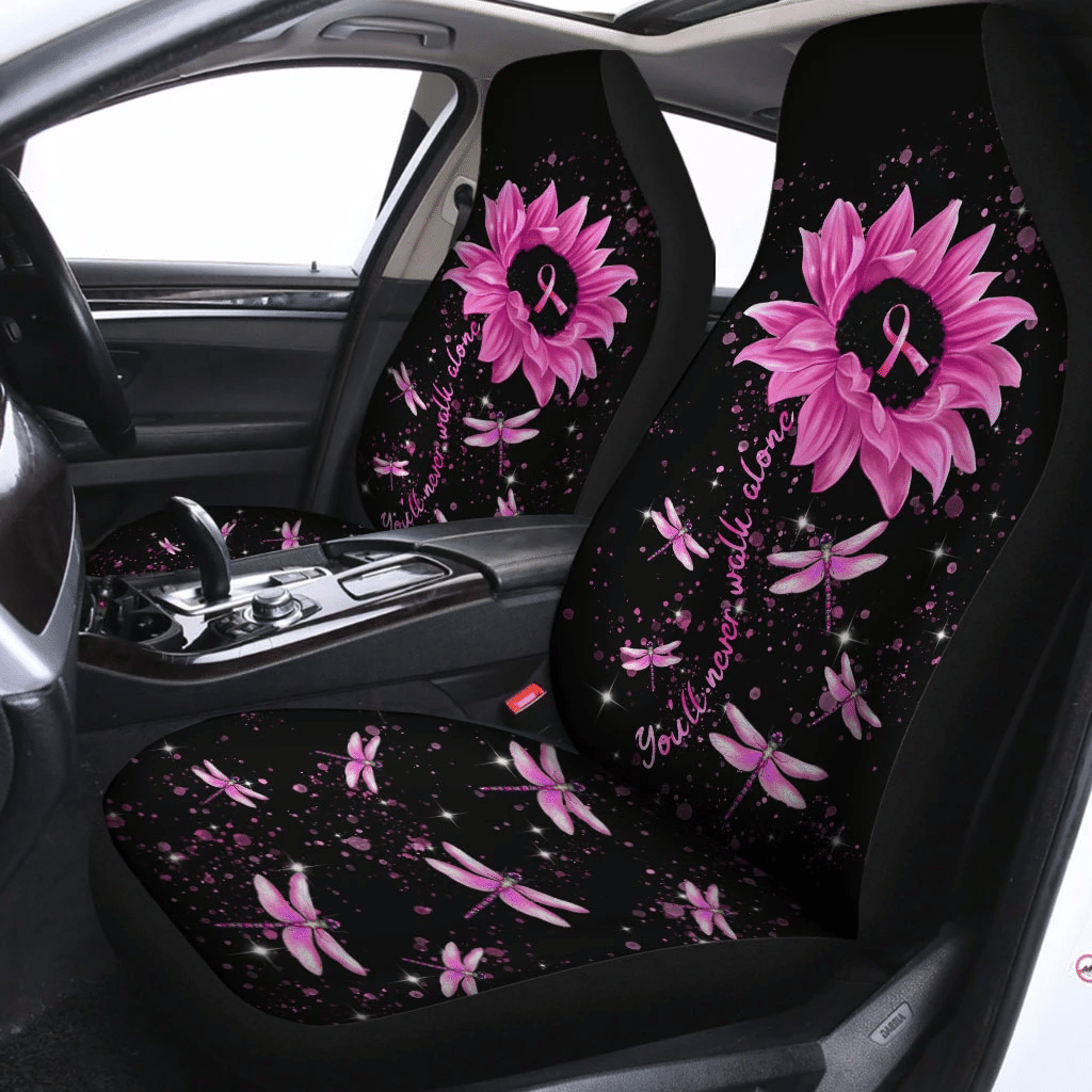 You Will Never Walk Alone Breast Cancer Automotive-  Breast Cancer Awareness Seat Covers 0822
