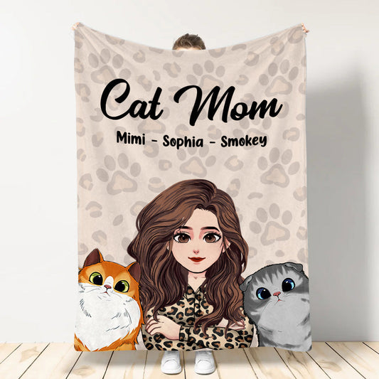 Cat Mom - Personalized Mother's Day Cat Blanket