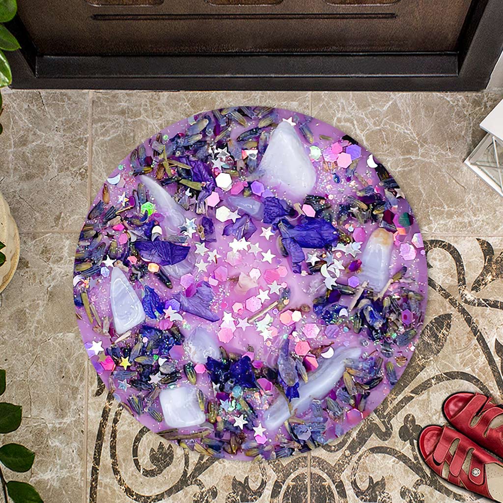 Lavender Amethyst Healing - Witch Shaped Doormat With 3D Pattern Print