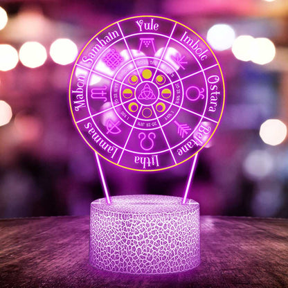 Wheel Of The Year Wicca - Witch Shaped Plaque Light Base