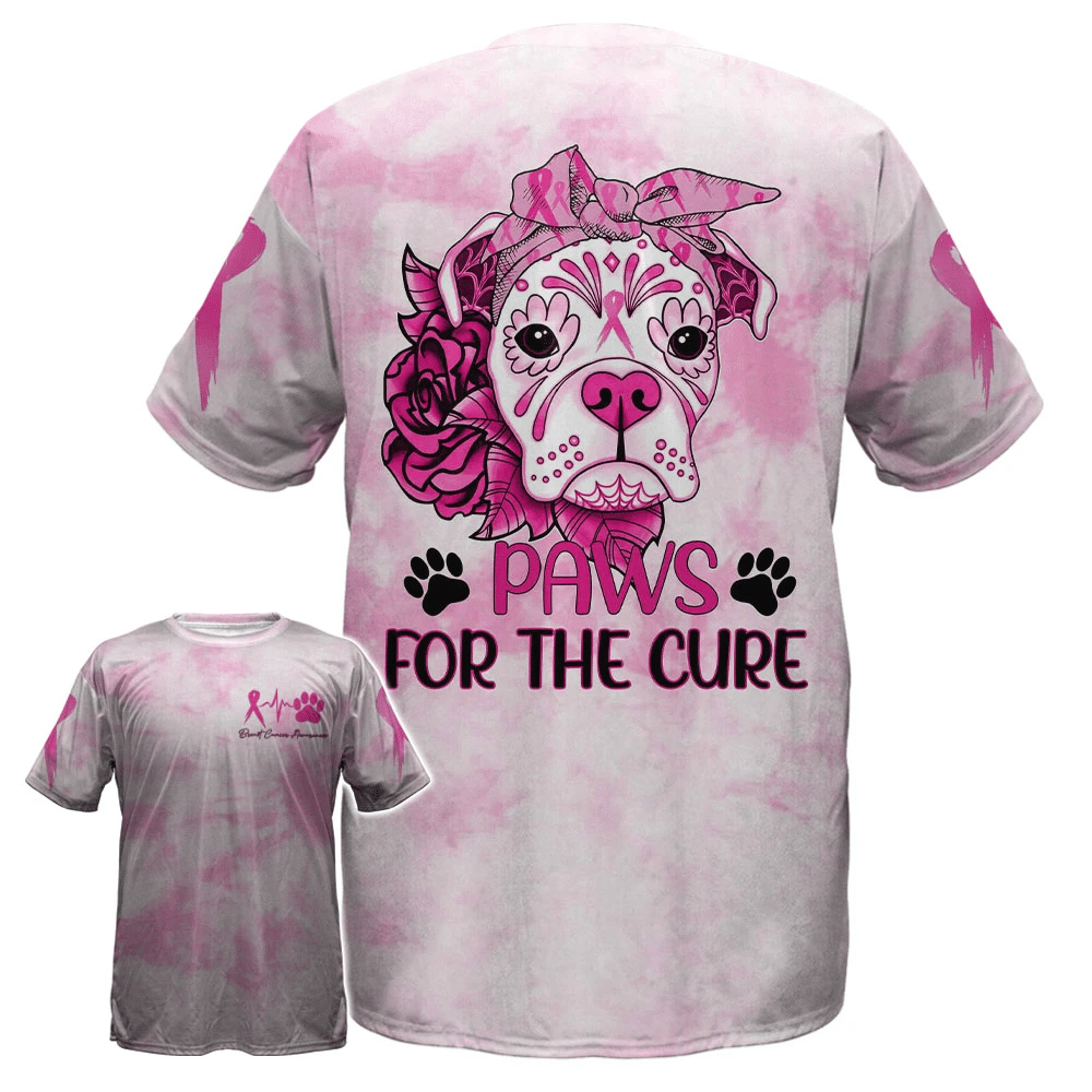 Paws For The Cure - Breast Cancer Awareness All Over T-shirt and Hoodie 0822