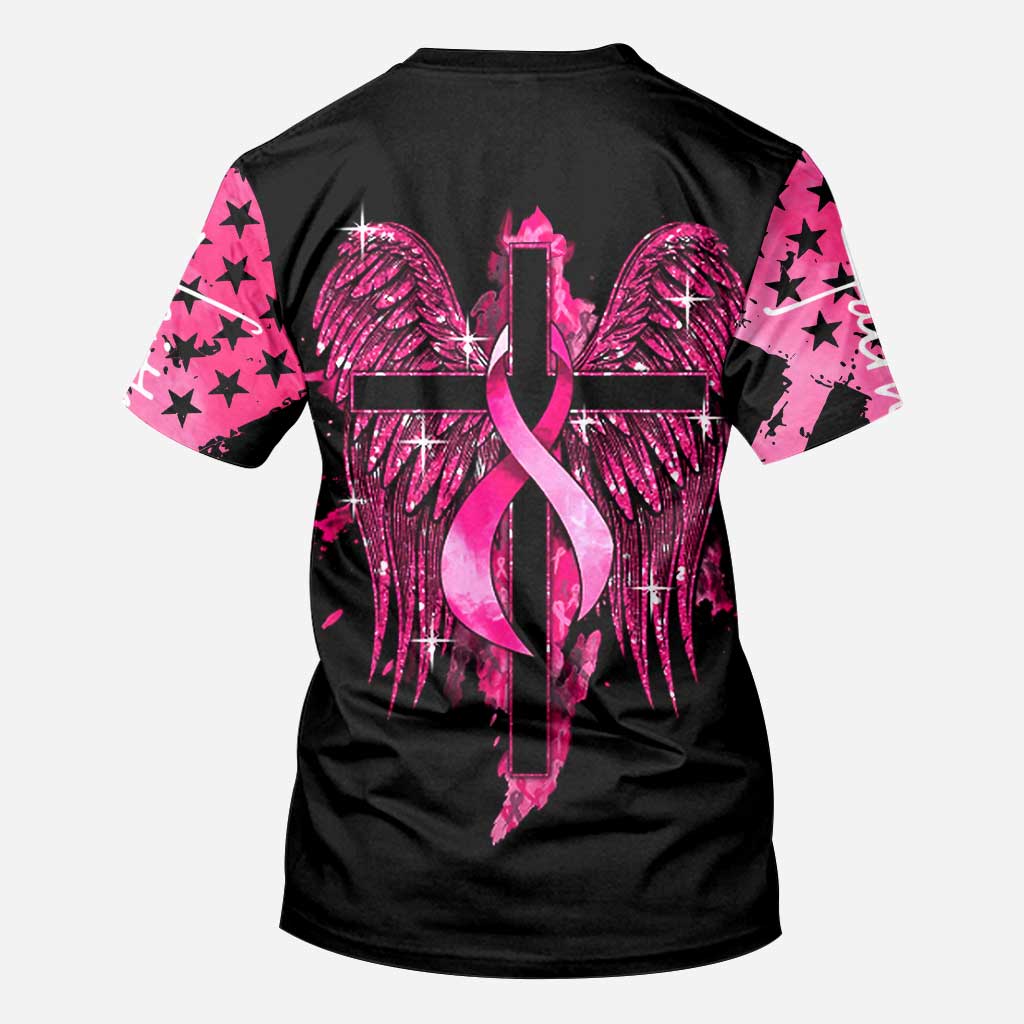 Faith Breast Cancer Cross Wings - Breast Cancer Awareness All Over T-shirt and Hoodie 0822