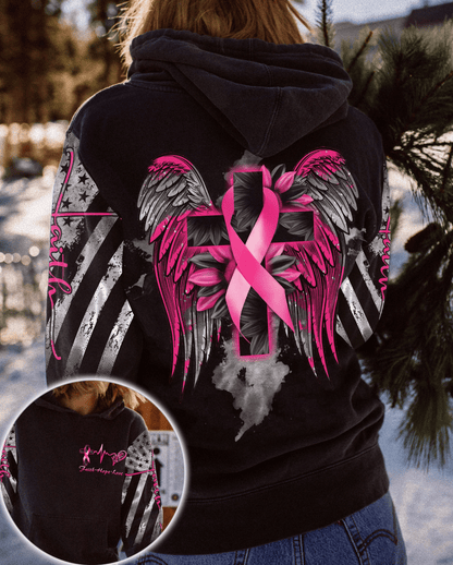 Cross Wing Sunflower Breast Cancer - Breast Cancer Awareness All Over T-shirt and Hoodie 0822