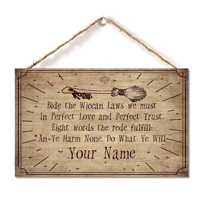 An Ye Harm None, Do What Ye Will - Personalized Witch Horizontal Rectangle Wood Sign