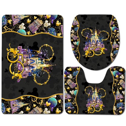 50 Years Of Magic Mouse 3 Pieces Bathroom Mats Set