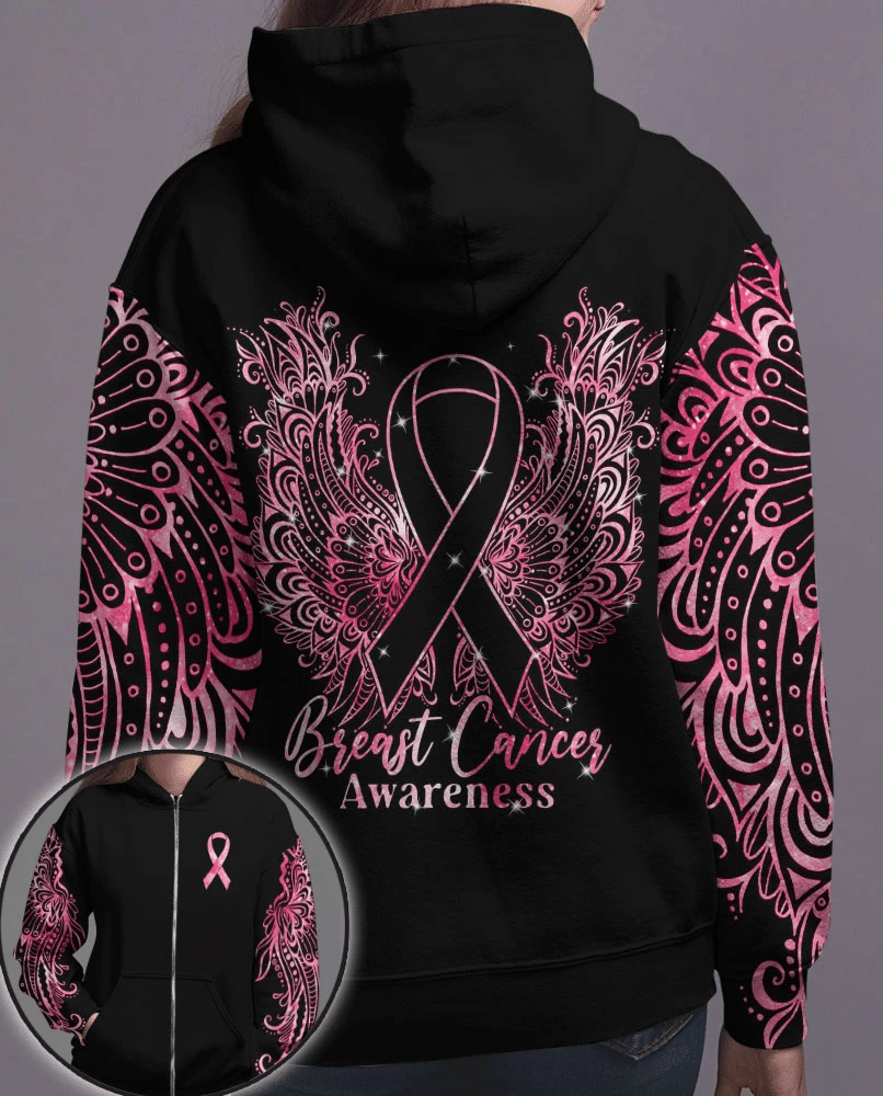 Mandala Breast Cancer Wings - Breast Cancer Awareness All Over T-shirt and Hoodie 0822