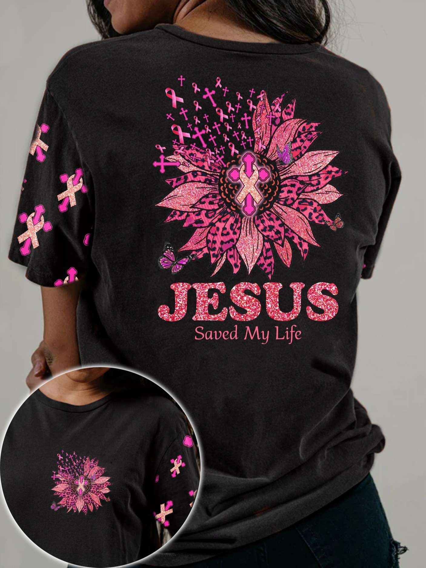 Leopard Sunflower Breast Cancer Faith - Breast Cancer Awareness All Over T-shirt and Hoodie 0822