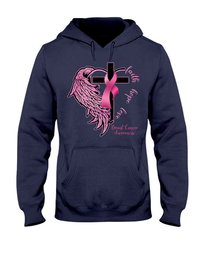 Faith Hope Love Half Wings - Breast Cancer Awareness T-shirt and Hoodie 0822