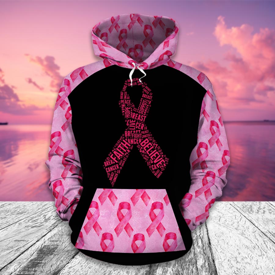 Pink Ribbons Pattern - Breast Cancer Awareness All Over T-shirt and Hoodie 0822