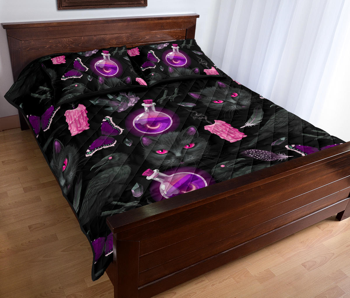 Occult Cat Witch Pattern - Witch Quilt Set 0822