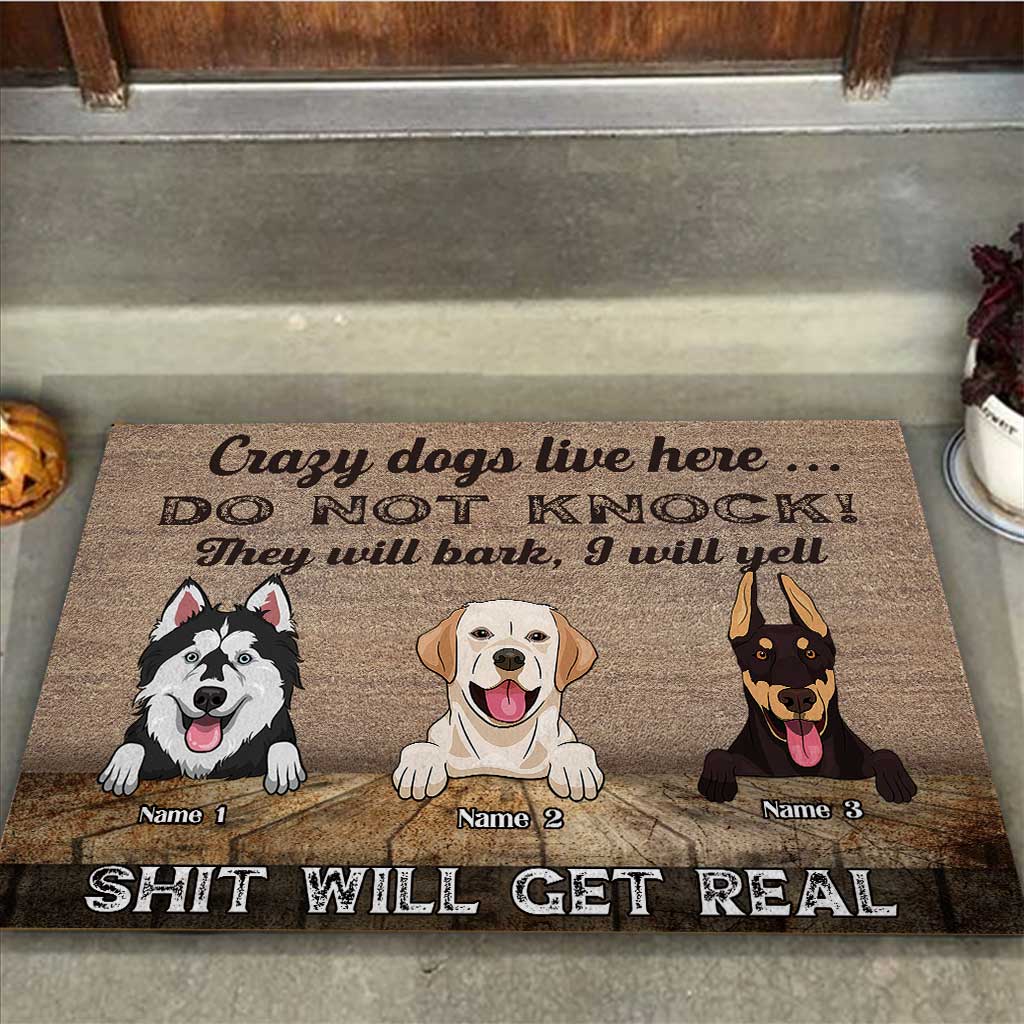 Crazy Dogs Live Here - Personalized Doormat
