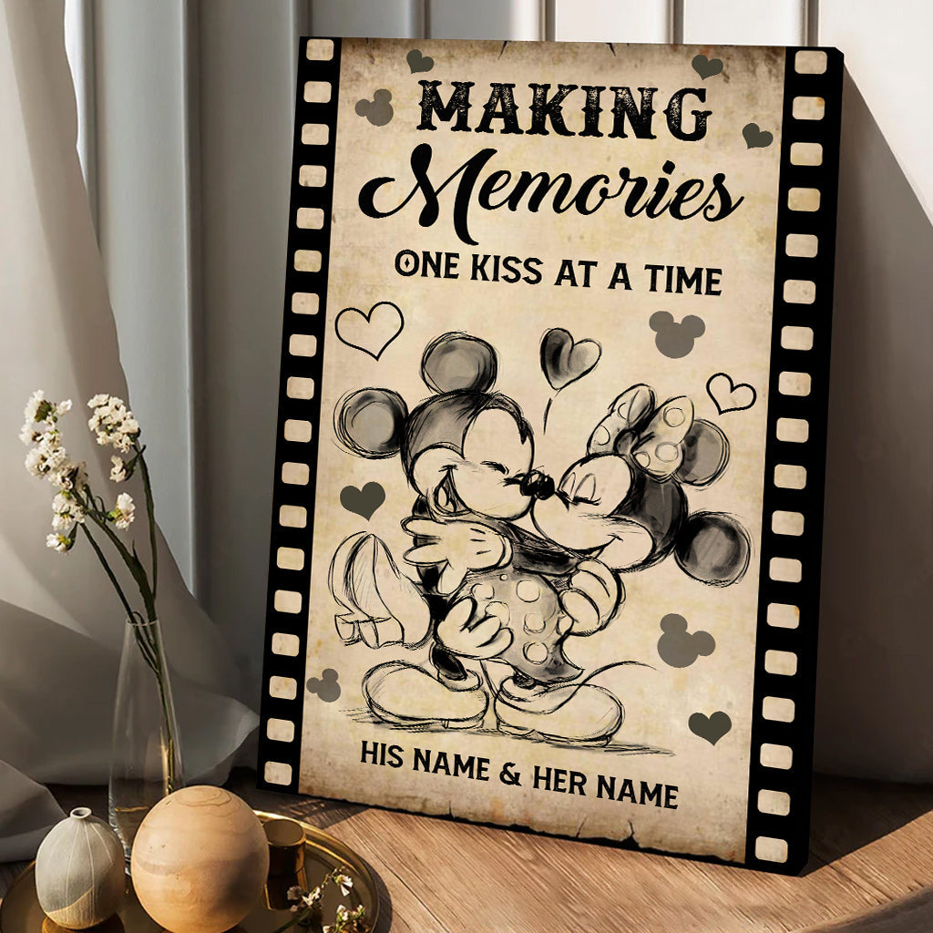 Making Memories One Kiss At A Time - Personalized Couple Mouse Canvas And Poster