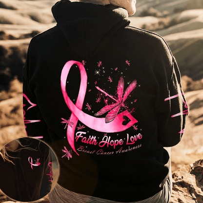 Faith Hope Love Breast Cancer Dragonfly - Breast Cancer Awareness All Over T-shirt and Hoodie 0822