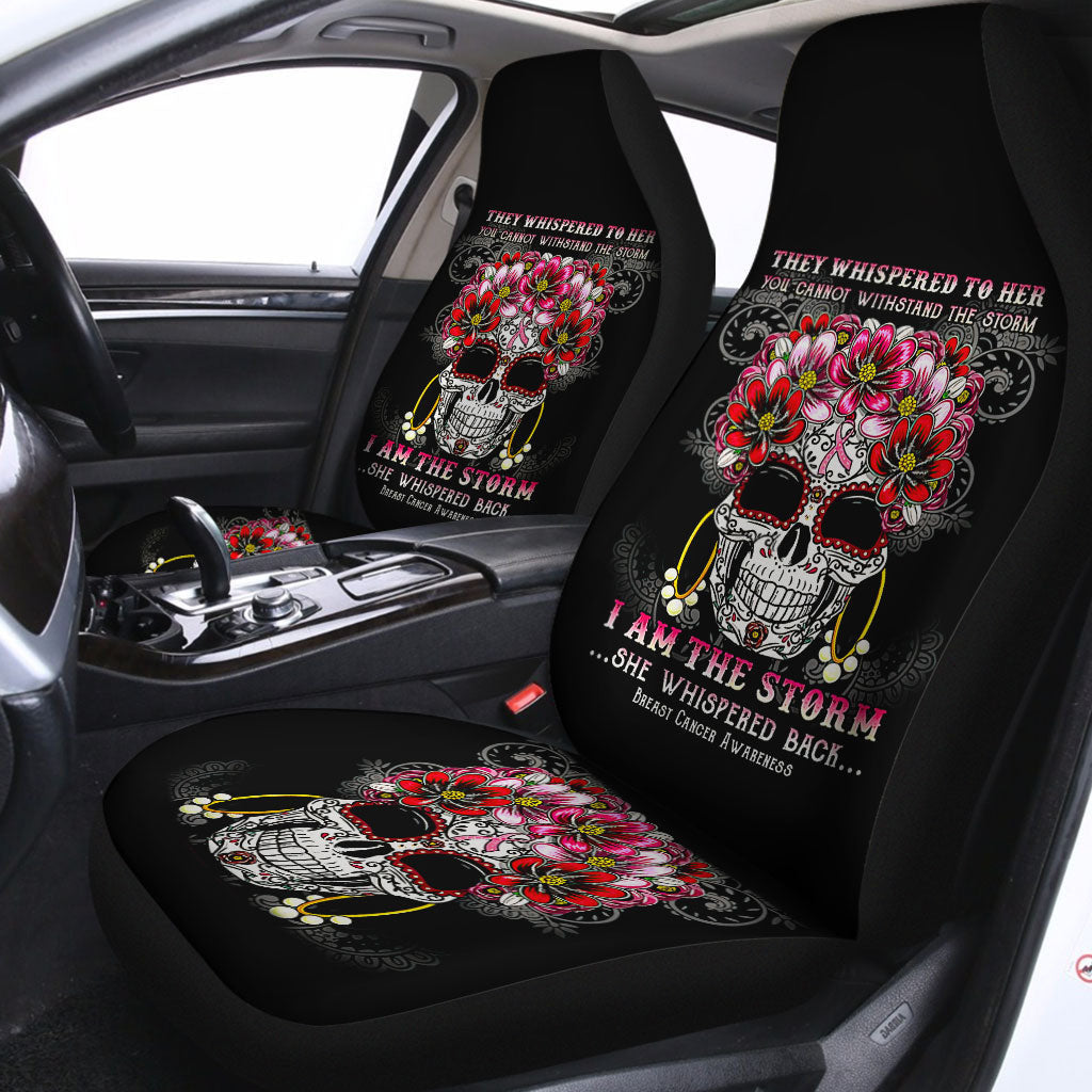 I Am The Storm Skull Cancer Automotive-  Breast Cancer Awareness Seat Covers 0822