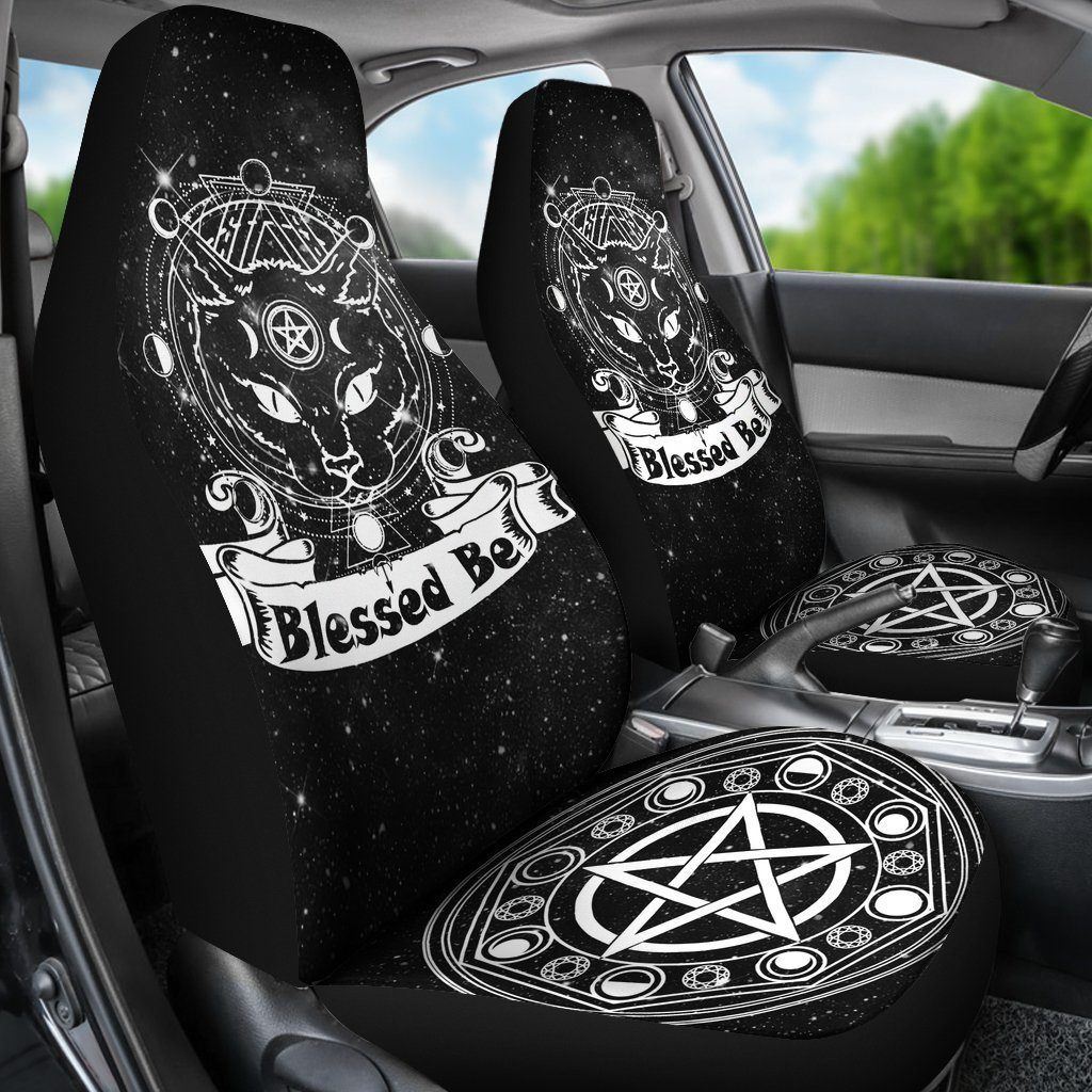 Wicca Cat Blessed Be - Witch Seat Covers 0822
