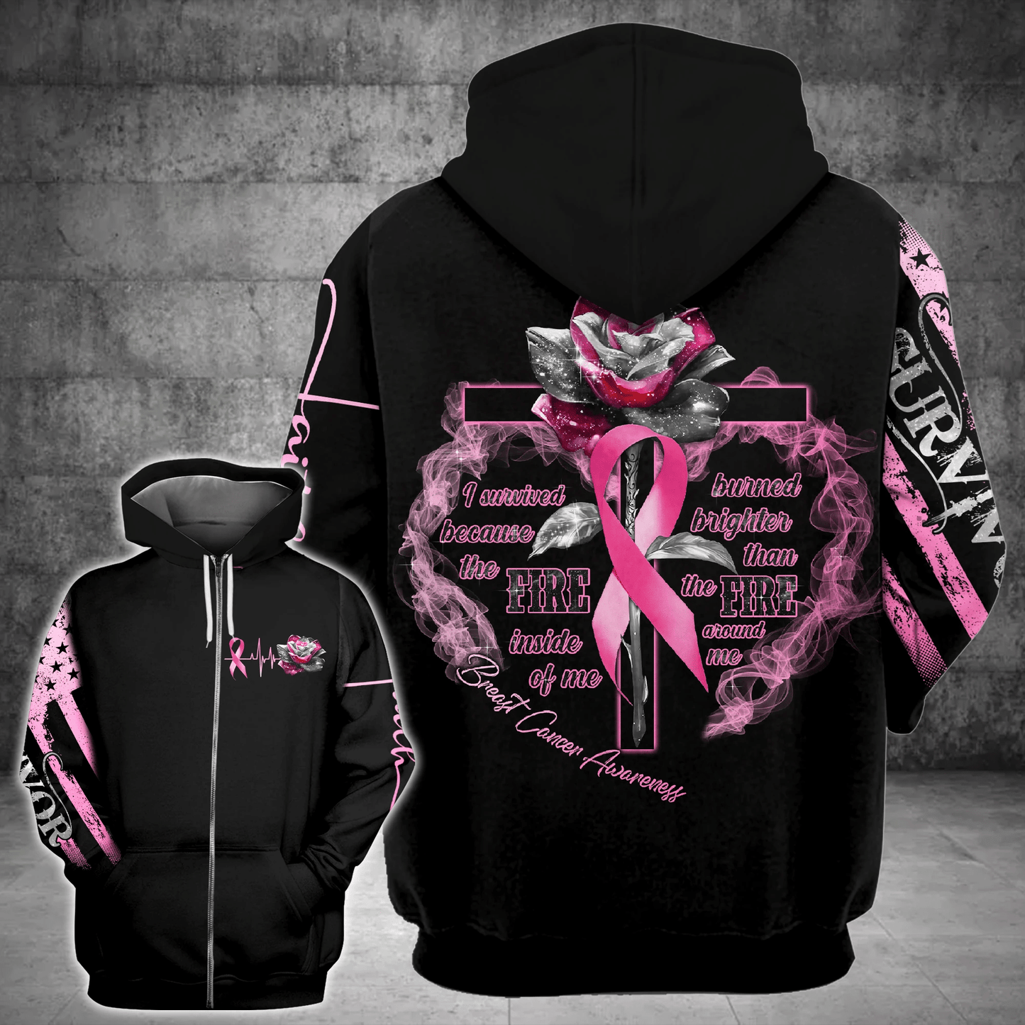 Cross Rose Breast Cancer - Breast Cancer Awareness All Over T-shirt and Hoodie 0822