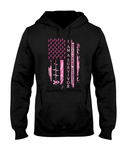 American Flag Breast Cancer Awareness - Breast Cancer Awareness T-shirt and Hoodie 0822