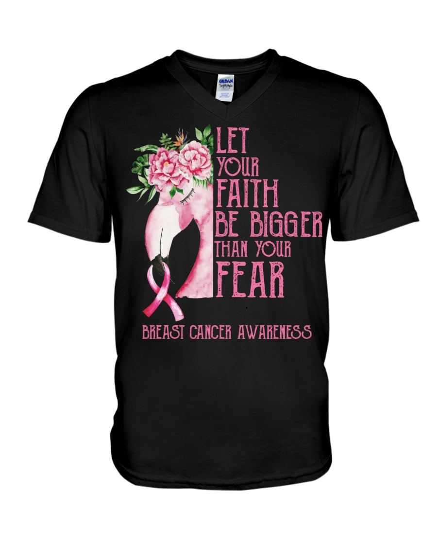 Flamingo Let Your Faith Be Bigger Than Your Fear - Breast Cancer Awareness T-shirt and Hoodie 0822