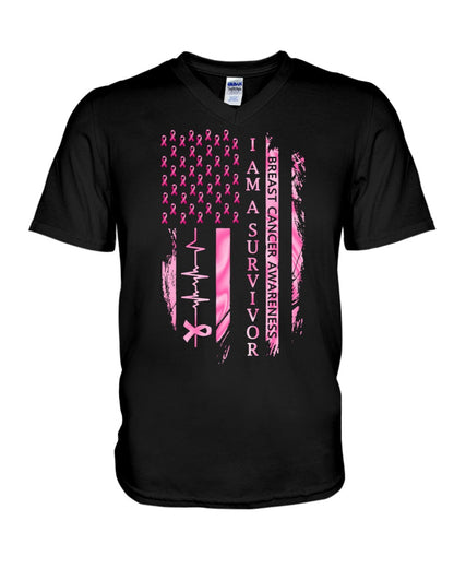 American Flag Breast Cancer Awareness - Breast Cancer Awareness T-shirt and Hoodie 0822