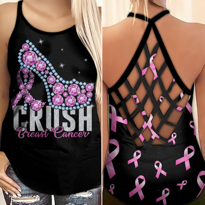 Crush Breast Cancer - Breast Cancer Awareness Cross Tank Top 0722