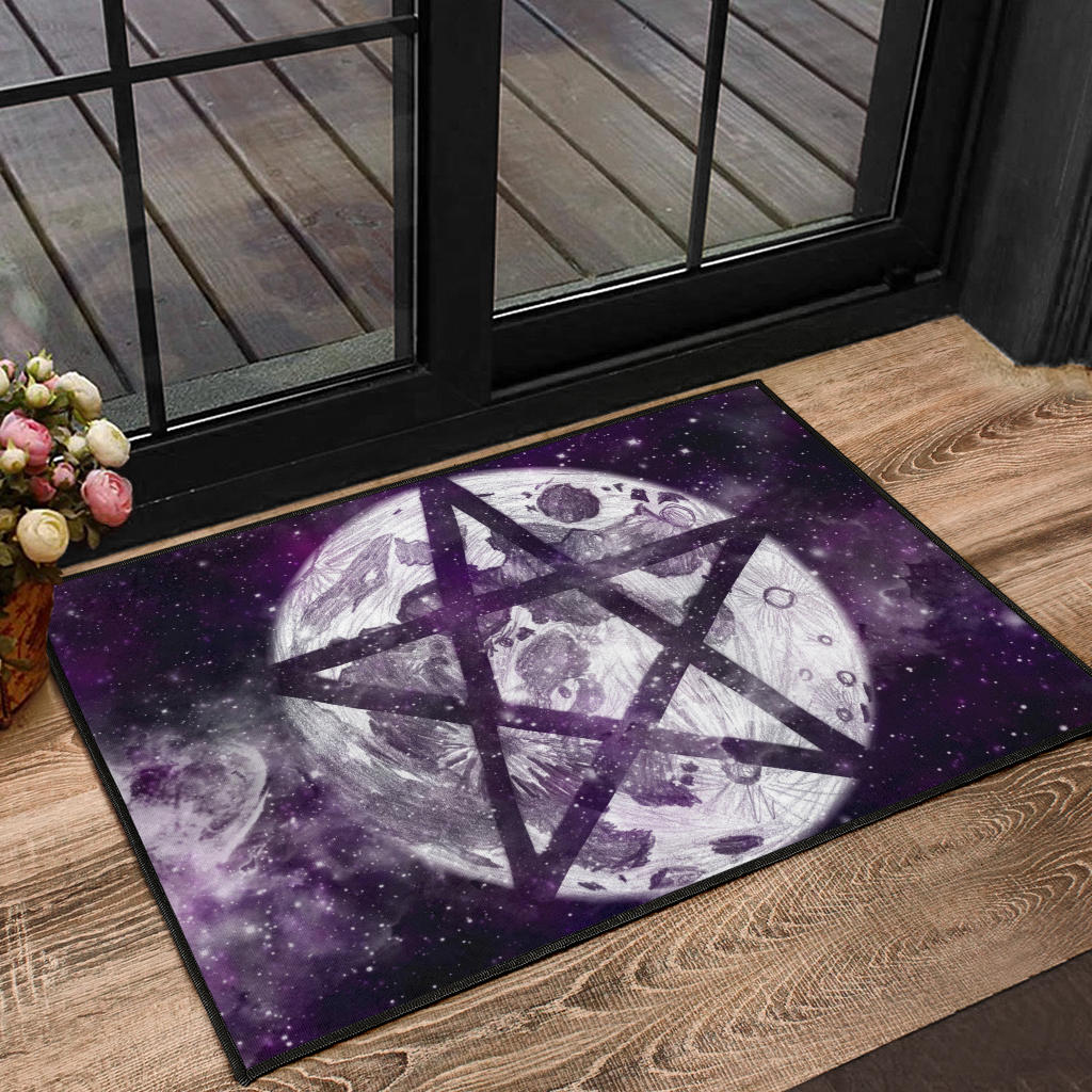 Pentagram Moon Wicca - Witch Doormat 0822