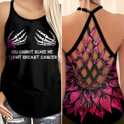 You Can Not Scare Me - Breast Cancer Awareness Cross Tank Top 0722