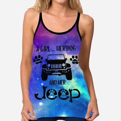 A Girl Her Dog And Her Jp - Personalized Car Cross Tank Top and Leggings