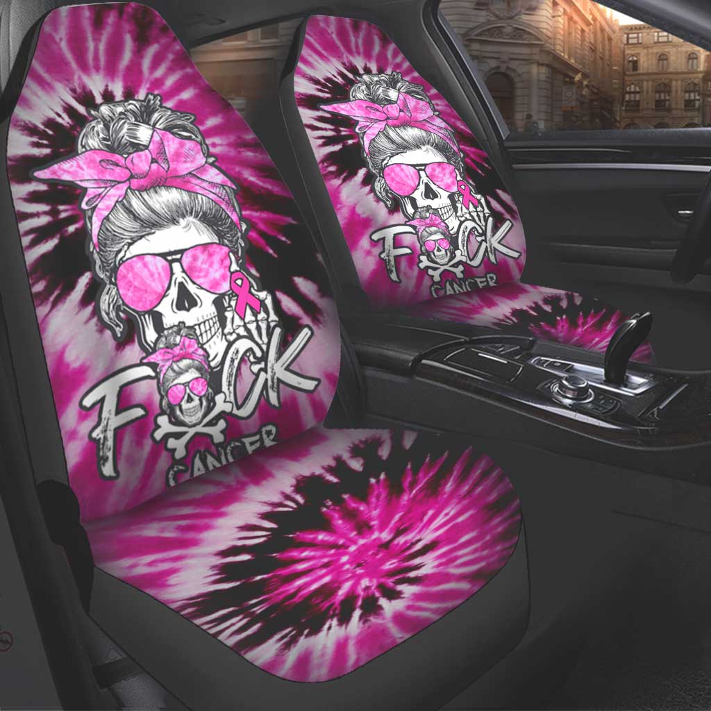 Fck Cancer Skull Automotive-  Breast Cancer Awareness Seat Covers 0822
