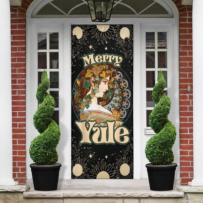 Merry Yule Wicca Pagan - Witch Door sticker 0822