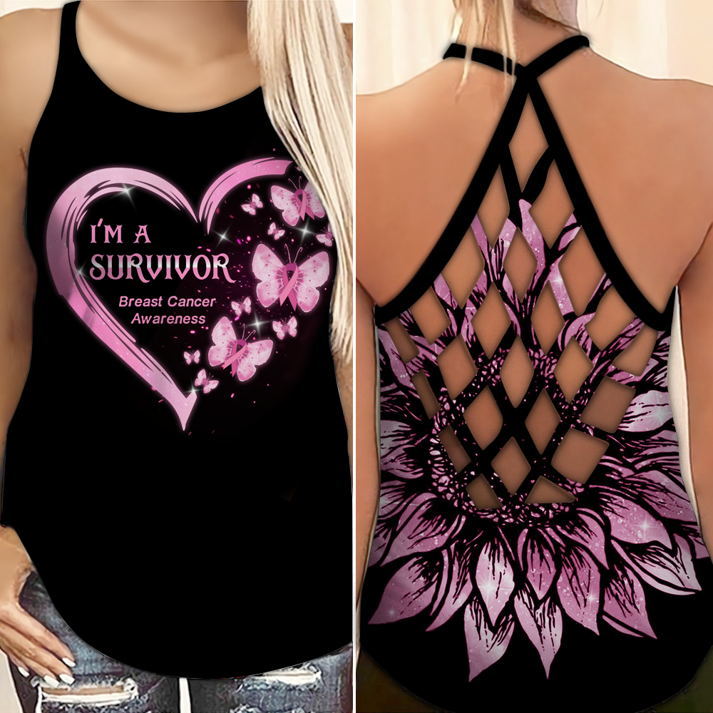 I'm A Survivor - Breast Cancer Awareness Cross Tank Top 0722