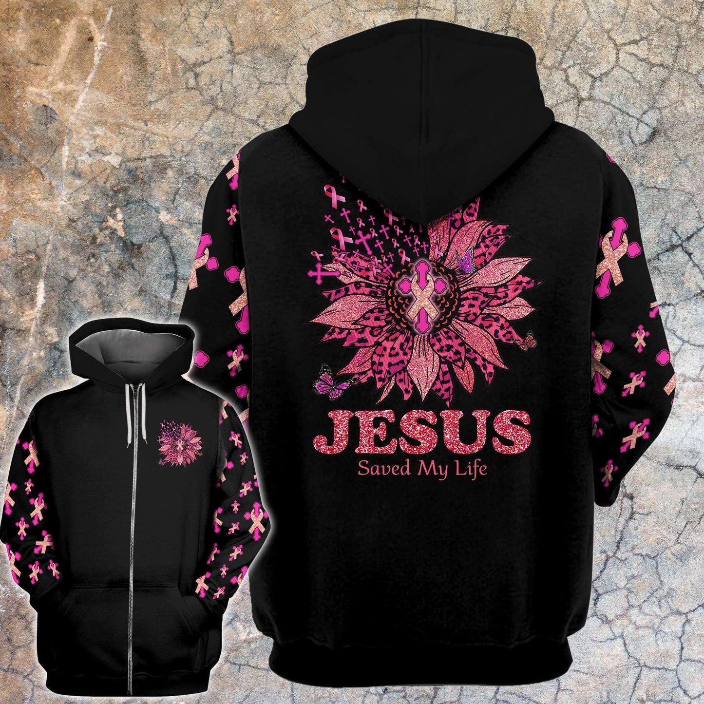 Leopard Sunflower Breast Cancer Faith - Breast Cancer Awareness All Over T-shirt and Hoodie 0822