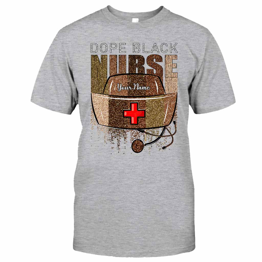Dope Black Nurse - Personalized T-shirt and Hoodie With Faux Glitter Pattern Print