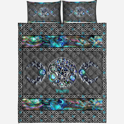 Mystery Spirit Triple Moon - Personalized Witch Quilt Set