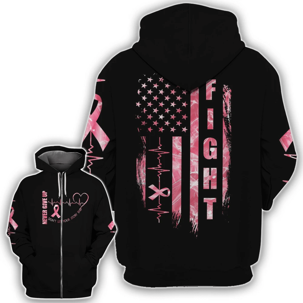 Never Give Up - Breast Cancer Awareness All Over T-shirt and Hoodie 0822