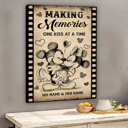 Making Memories One Kiss At A Time - Personalized Couple Mouse Canvas And Poster