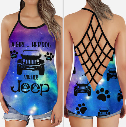 A Girl Her Dog And Her Jp - Personalized Car Cross Tank Top and Leggings